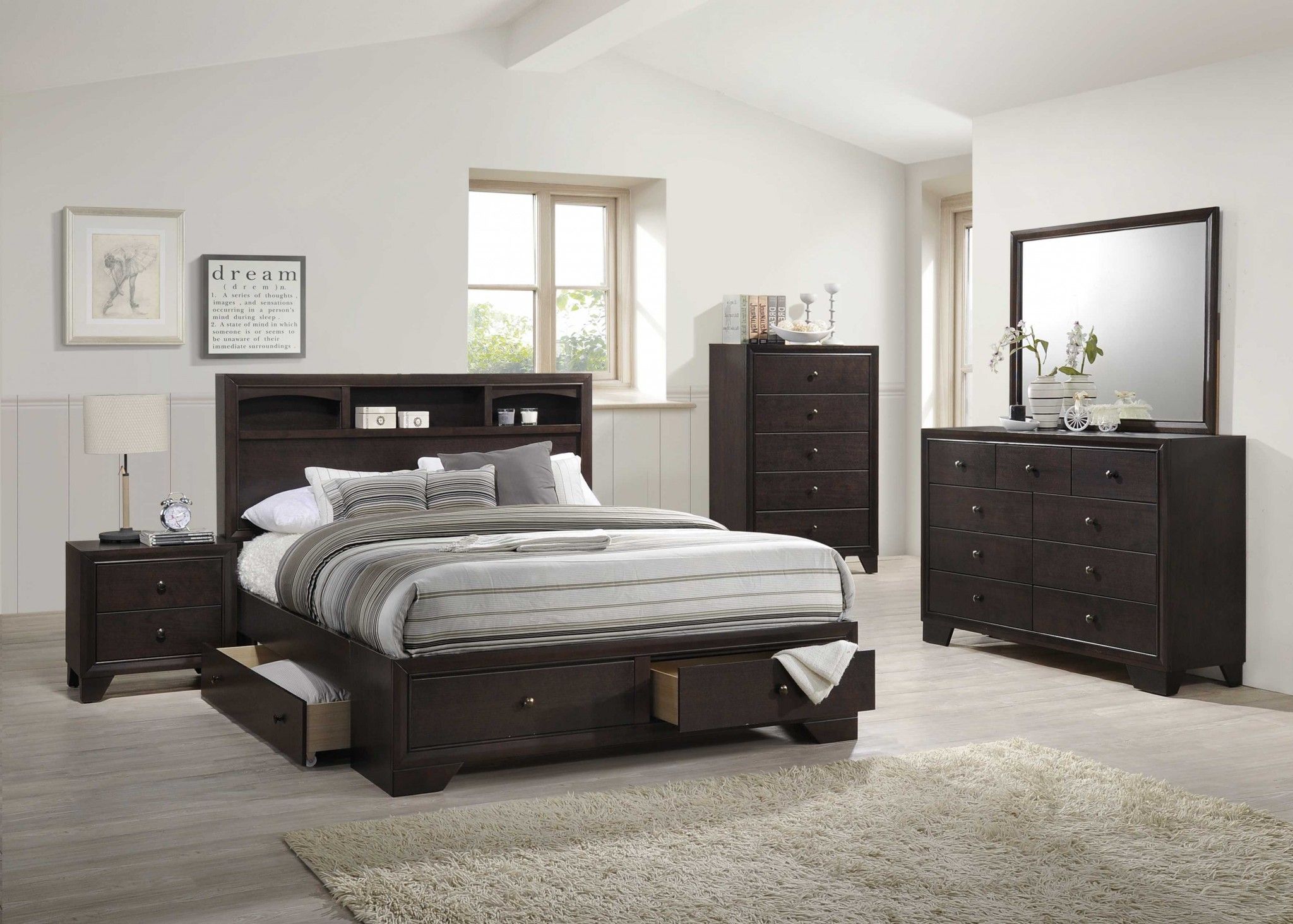 Solid And Manufactured Wood Double Dresser - Espresso