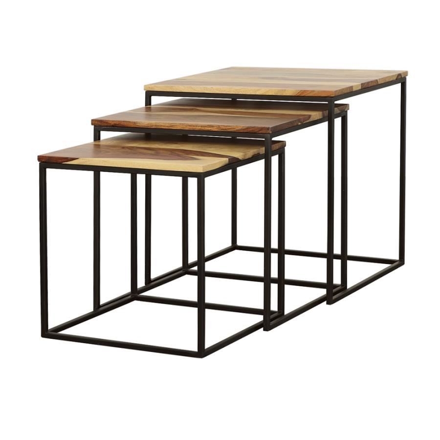 Belcourt - 3 Piece Square Nesting Tables - Natural And Black by CoasterElevations | Bel Furniture