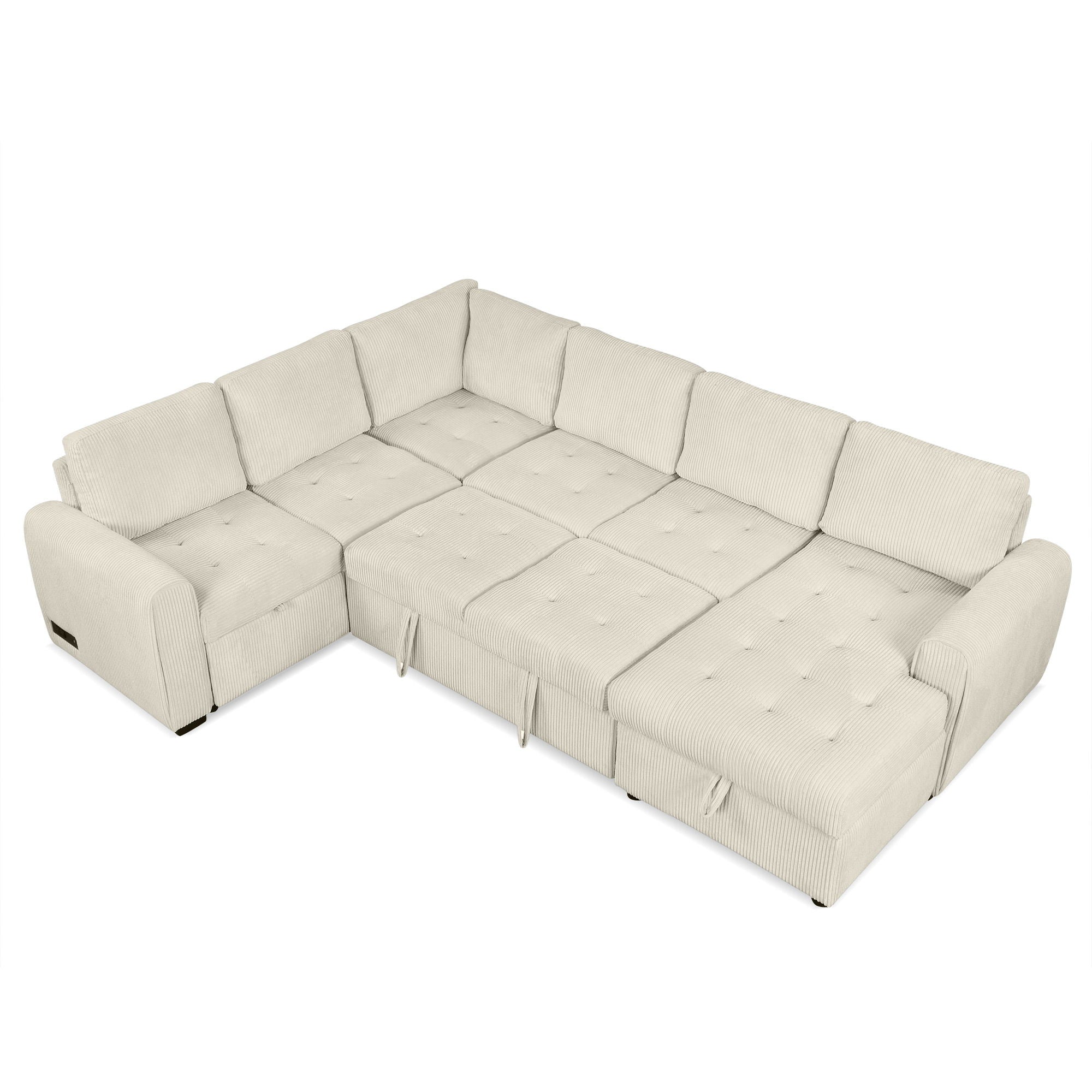 U-Shaped Sofa Sectional Sofa Pull-Out Sofa Bed With A Storage Chaise Lounge, Charging Devices For Living Room