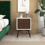 Caroline - Mid-Century Modern Style White Night Stand 2 Drawer