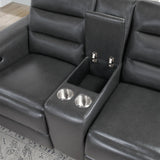 Yamein - Power Reclining Loveseat With Bookcase Arms And LED Lights - Charcoal