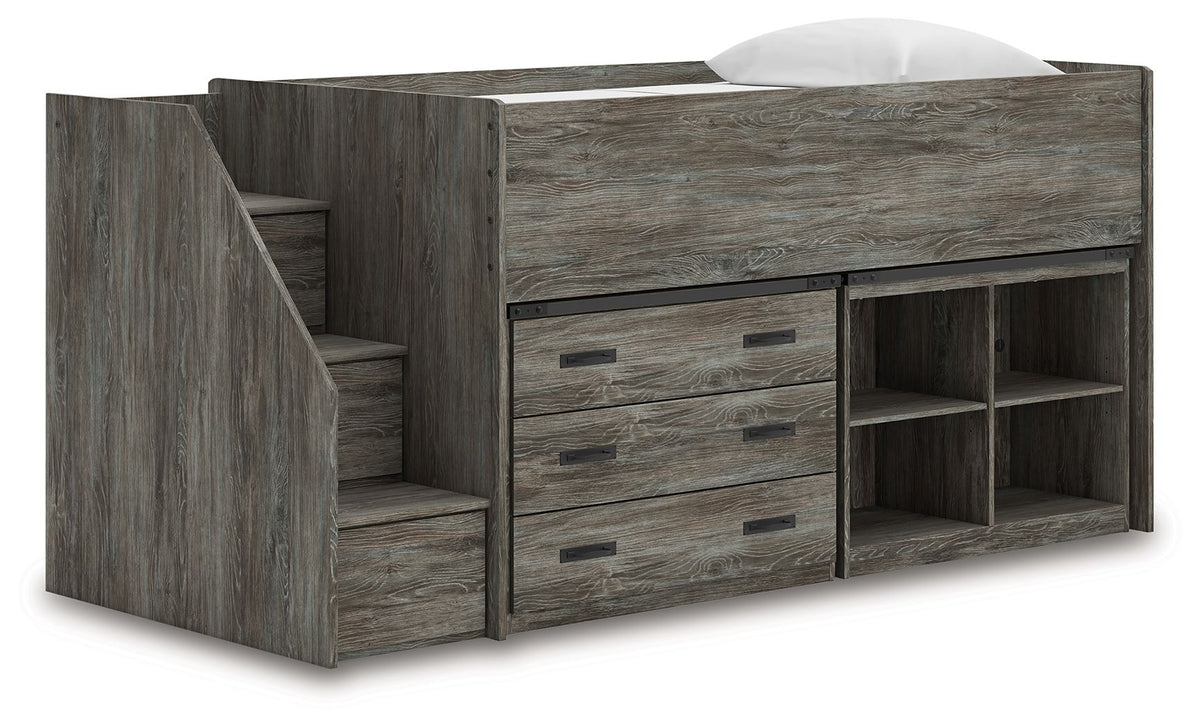 Frandern - Loft Bed Gray Twin Bookcase, Drawers by Signature Design by Ashley® | Bel Furniture