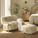 Enchante - New Zealand Sheepskin Rectangular Accent Ottoman - Taupe / Natural by Jennifer Taylor Home | Bel Furniture