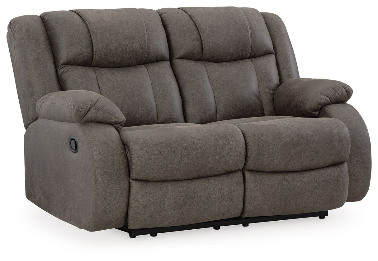 First Base - Gunmetal - Reclining Loveseat by Signature Design by Ashley® | Bel Furniture