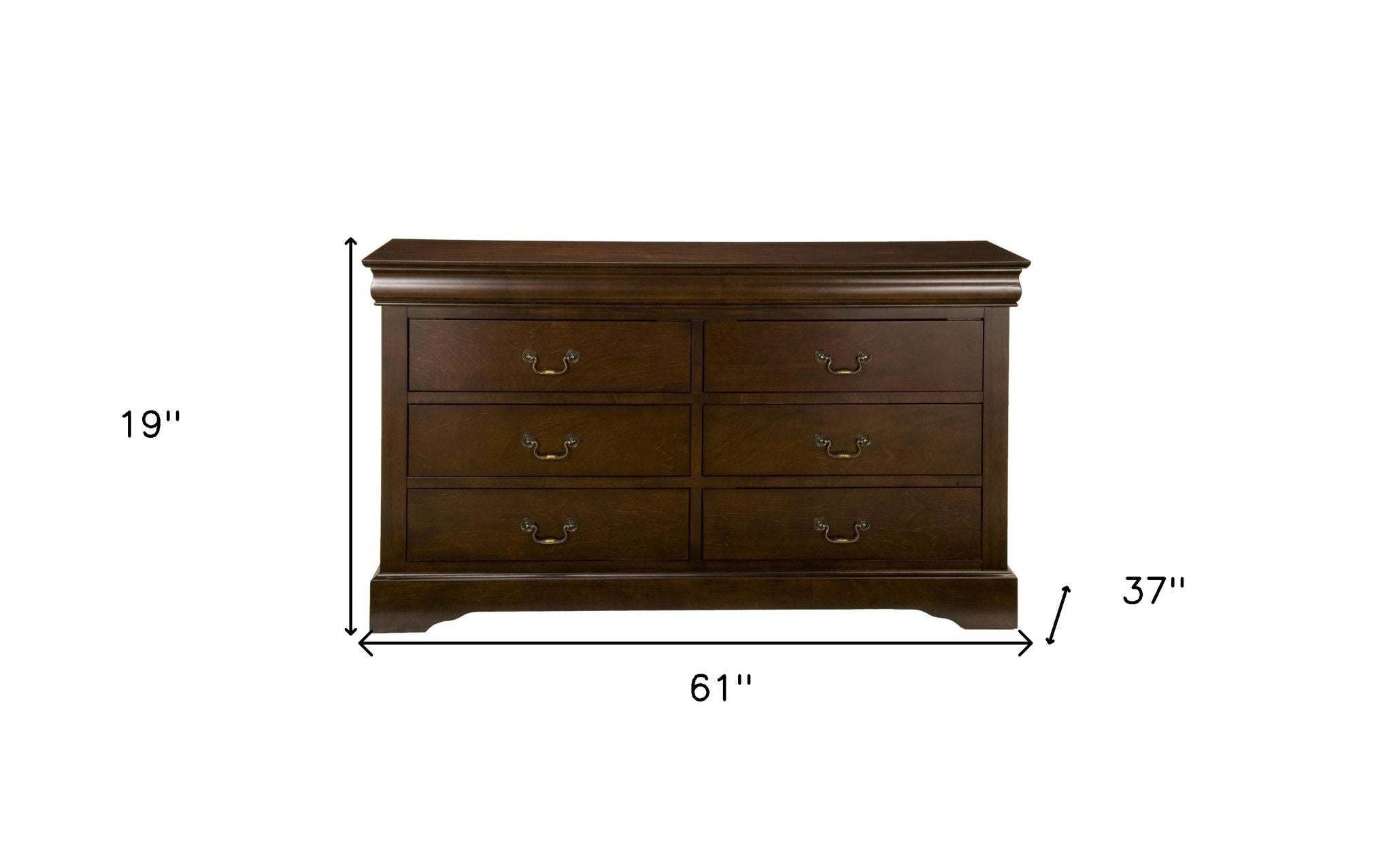 Solid 6 Drawer Double Dresser - Brown