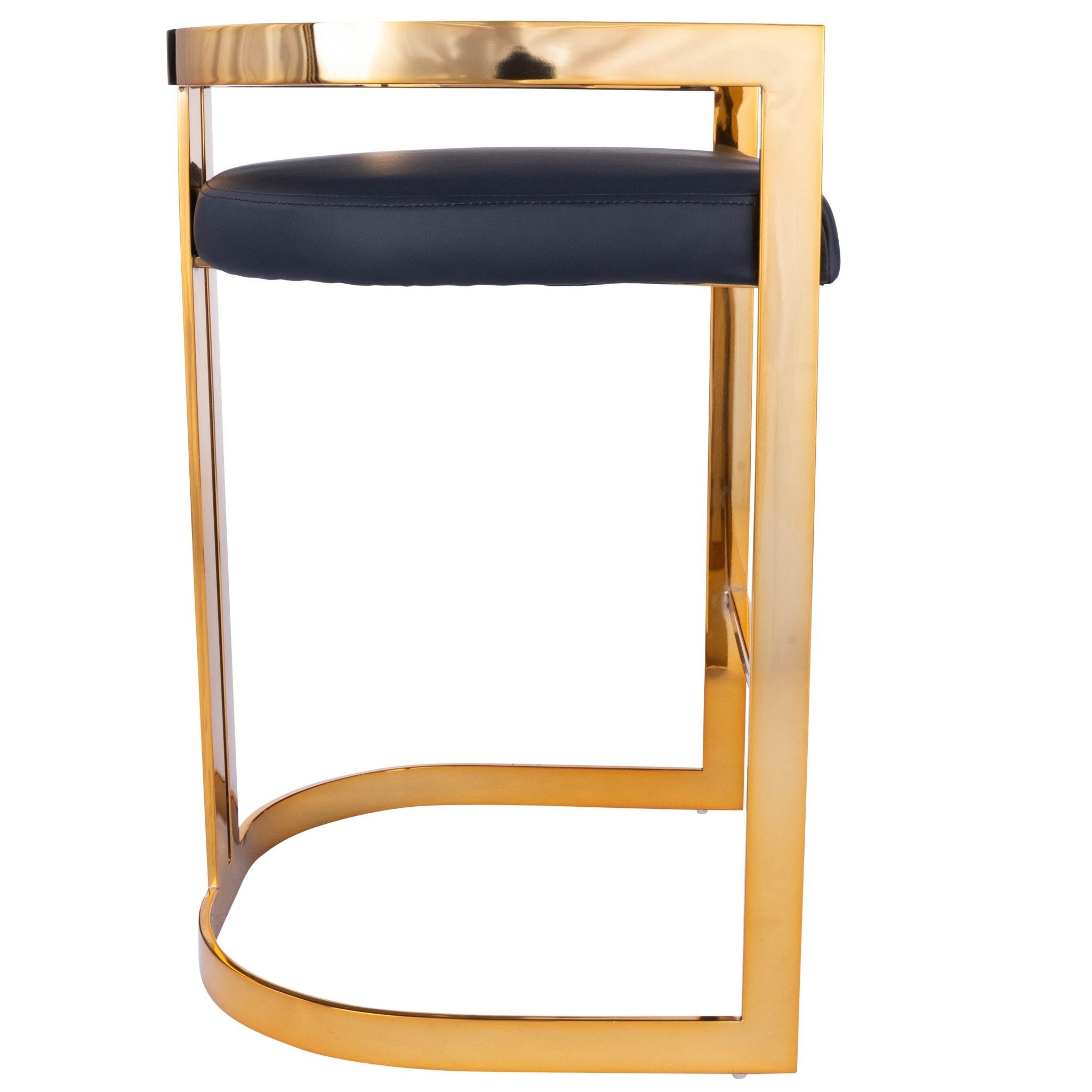 Iron Low Back Counter Height Bar Chair - Black / Gold