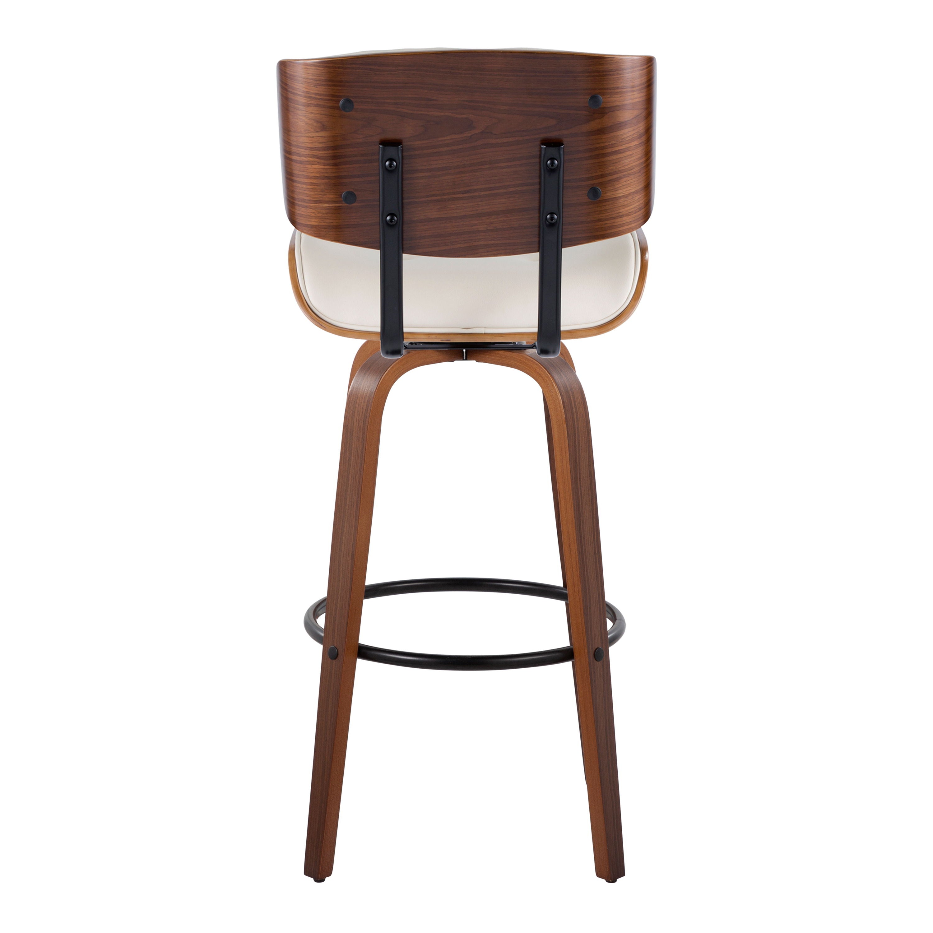 Lombardi - Mid-Century Modern Fixed Height Barstool With Swivel With Round Footrest (Set of 2)