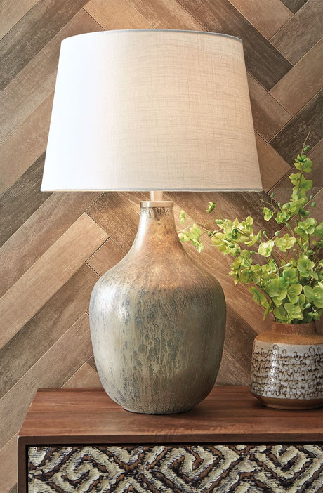 Mari - Gray / Gold Finish - Glass Table Lamp by Signature Design by Ashley® | Bel Furniture