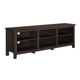 Modern Transitional 3 Shelf Open Storage 70" TV Stand For 80" TVs Dark Brown None by Walker Edison | Bel Furniture