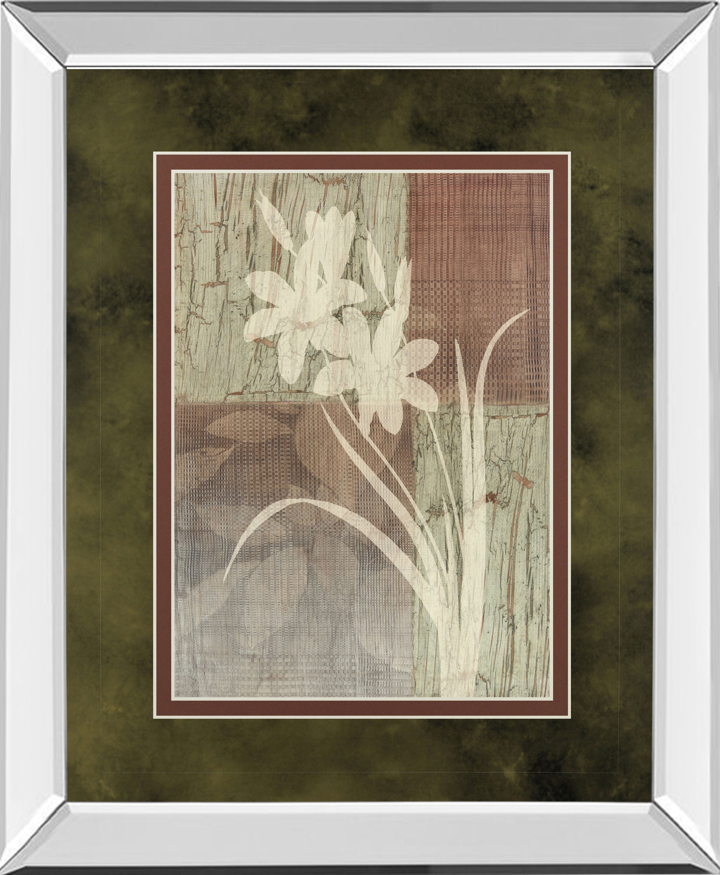 Lily Silhouette By Various - Mirror Framed Print Wall Art - White