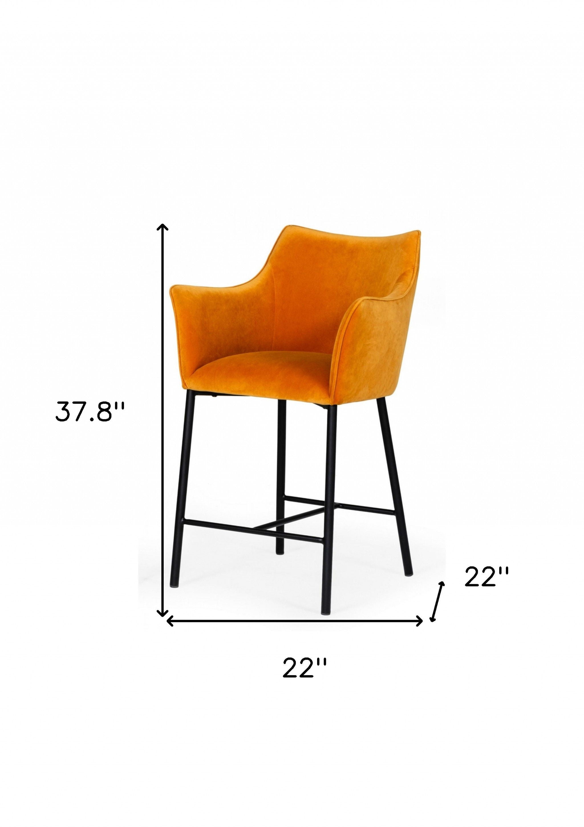 Iron Low Back Counter Height Bar Chair - Yellow And Black