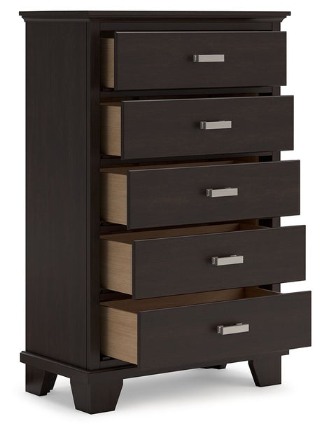 Covetown - Dark Brown - Five Drawer Chest by Signature Design by Ashley® | Bel Furniture