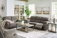 Scranto - Living Room Set Dark Gray 3 Pc. - Reclining Sofa, Reclining Loveseat, Rocker Recliner by Signature Design by Ashley® | Bel Furniture