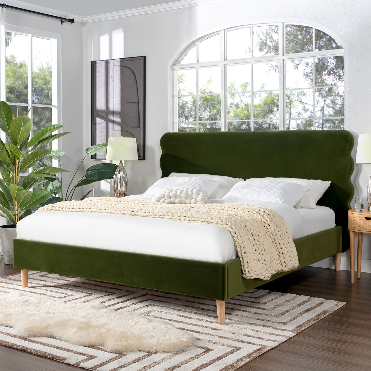 Stockholm - Modern Wavy Headboard Platform Bed by Jennifer Taylor Home | Bel Furniture