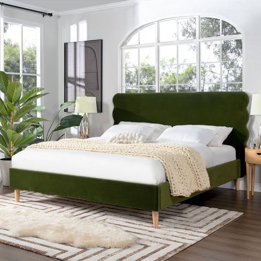 Stockholm - Modern Wavy Headboard Platform Bed by Jennifer Taylor Home | Bel Furniture