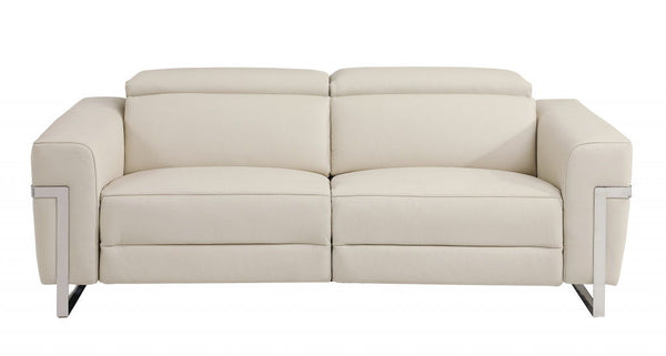 Italian Leather USB Sofa - Beige