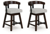 Haddigan - Upholstered Swivel Barstool (Set of 2) - Dark Brown