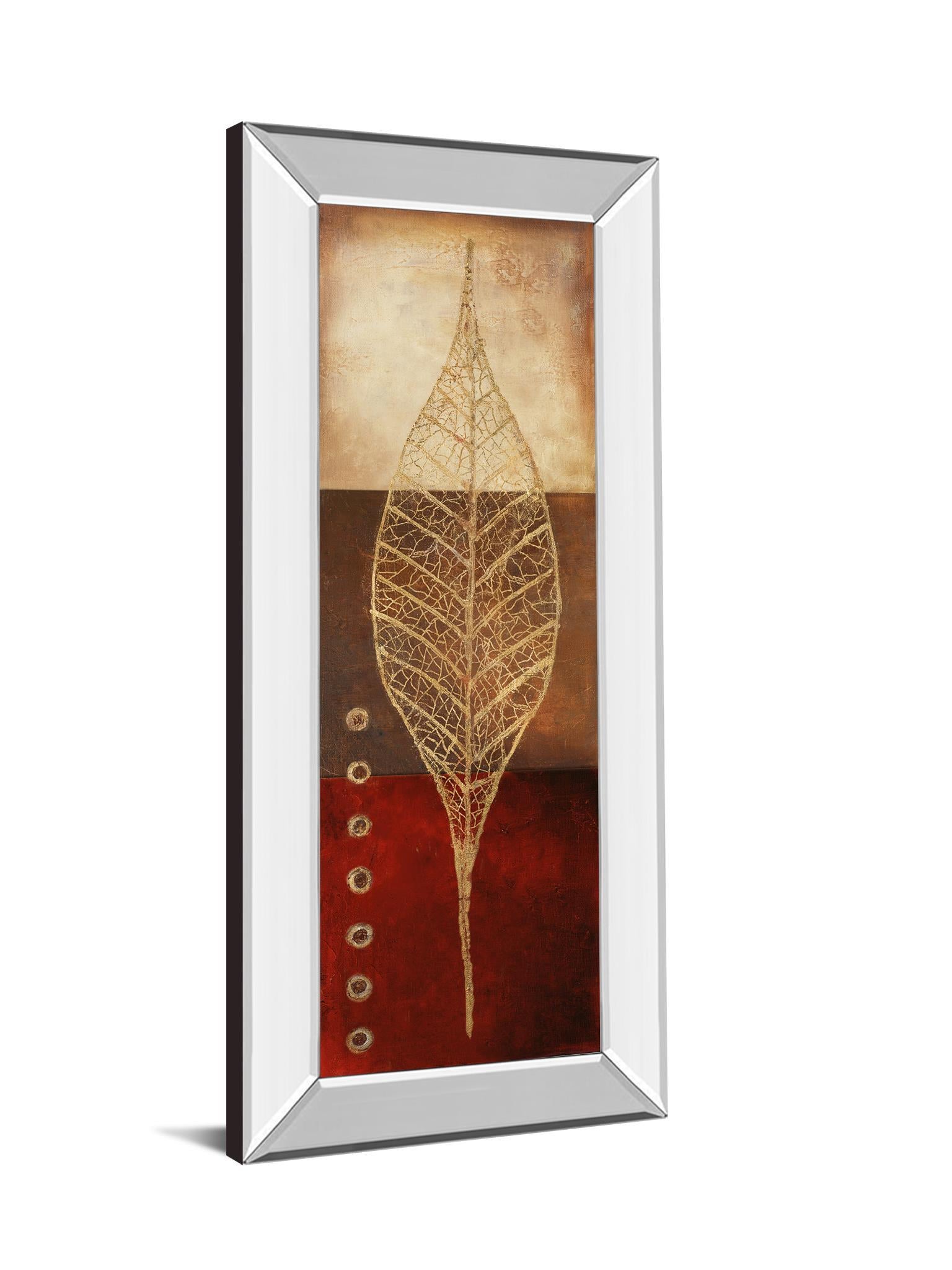 Fossil Leaves Il By Patricia Pinto - Mirror Framed Print Wall Art - Red