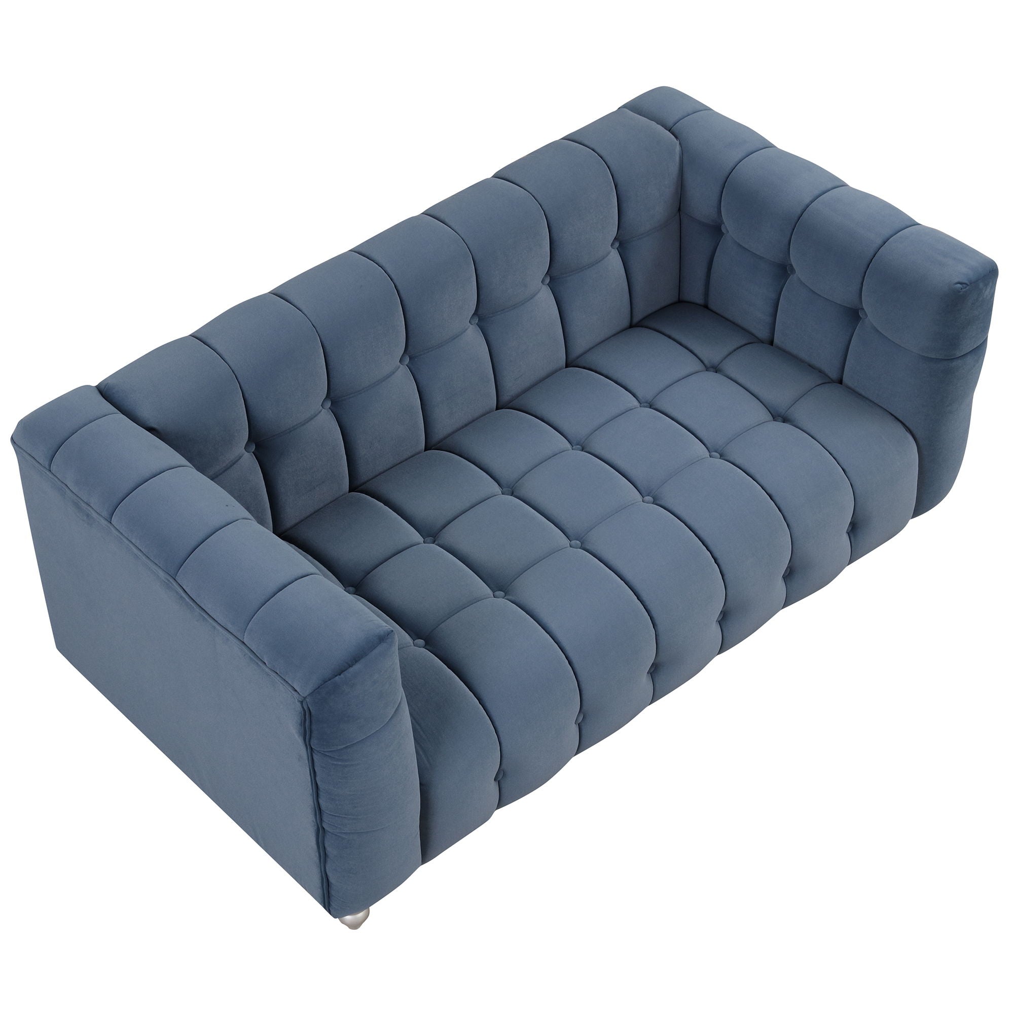 Modern Sofa Dutch Fluff Upholstered Sofa With Wood Legs, Buttoned Tufted Backrest