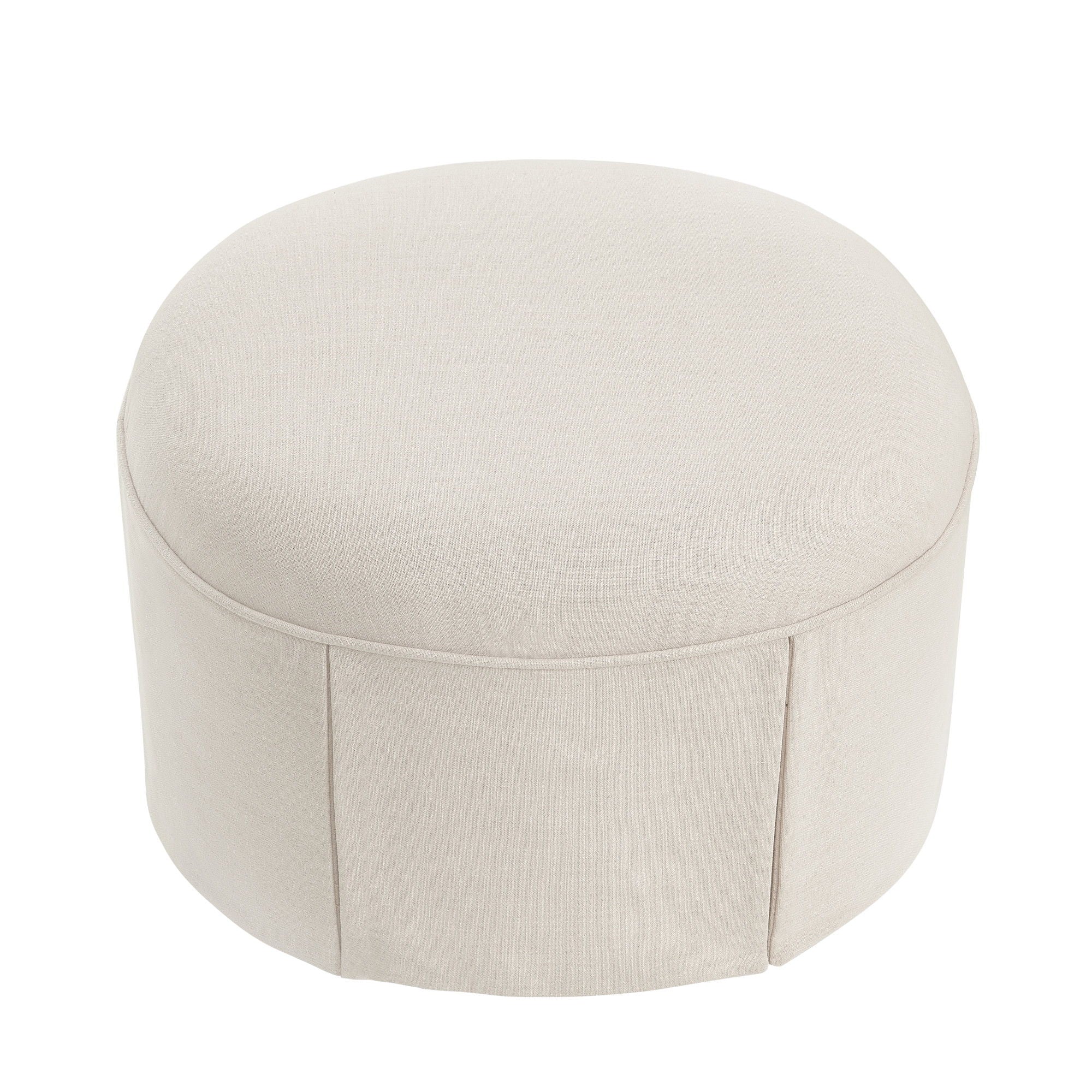 Linen Oval Ottoman - Beige