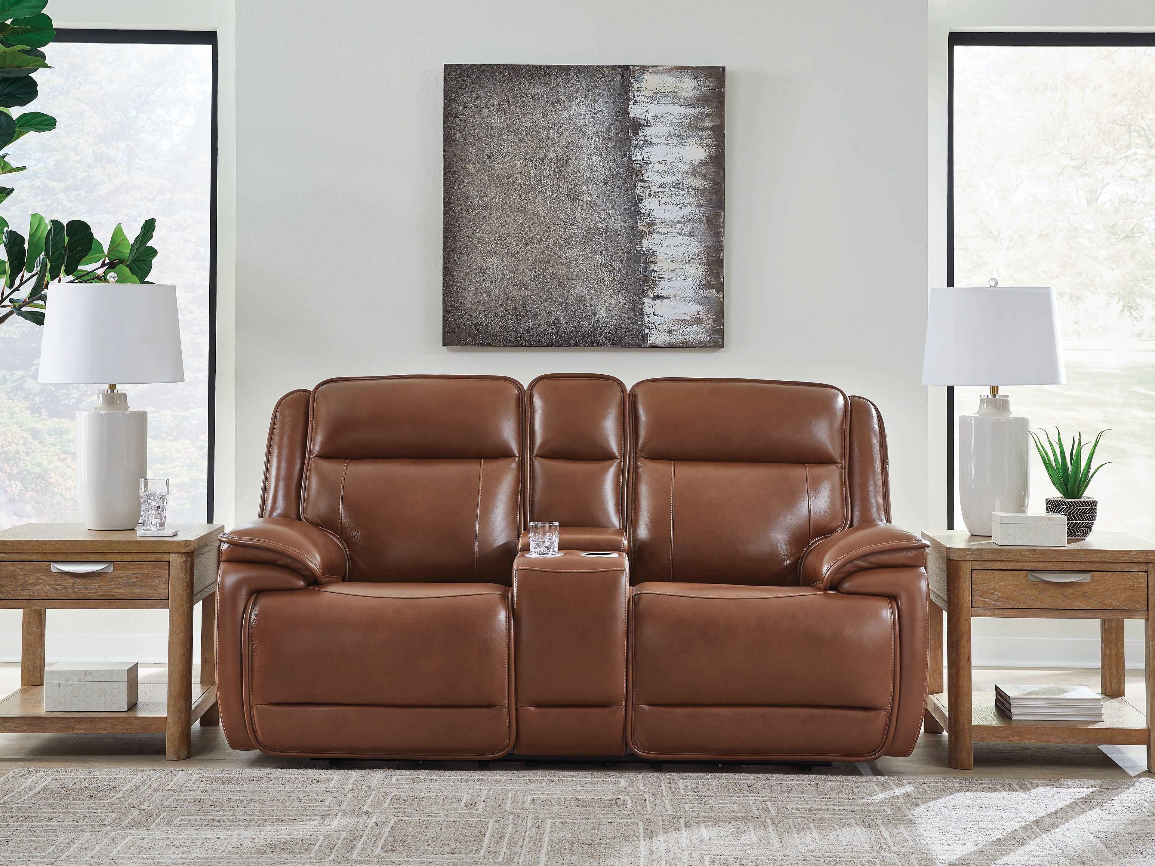 Healy Pier - Chocolate - Power Reclining Loveseat With Console / Adj H