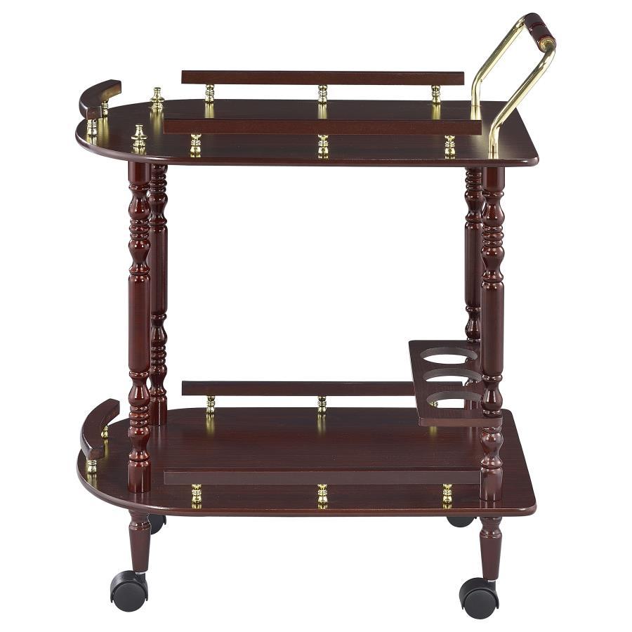 Palmer - 2-Tier Rectangular Wood Bar Cart - Merlot by CoasterEveryday | Bel Furniture