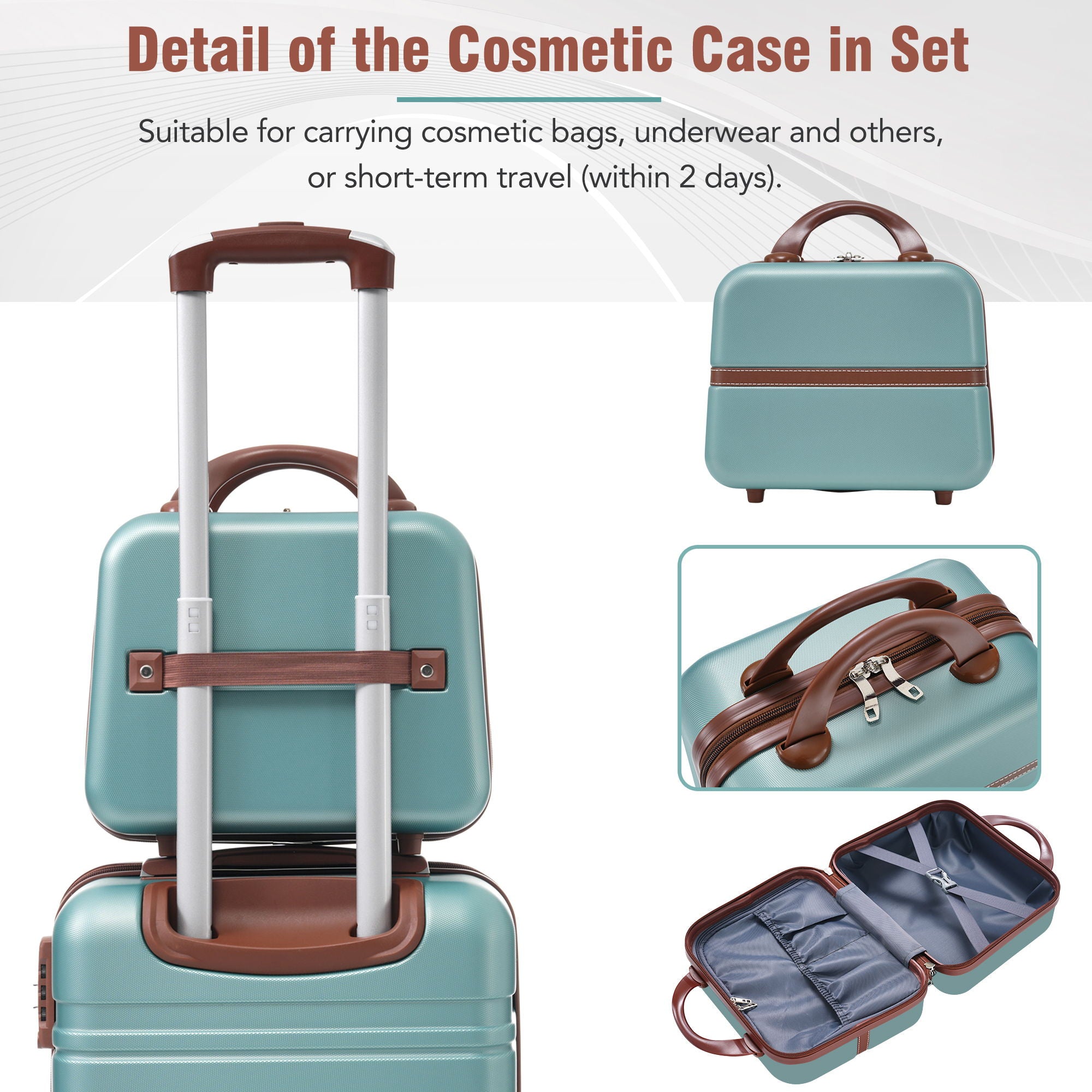 Hardshell Luggage Sets 4 Pieces 20" / 24" / 28" Luggages And Cosmetic Case Spinner Suitcase With Tsa Lock Lightweight