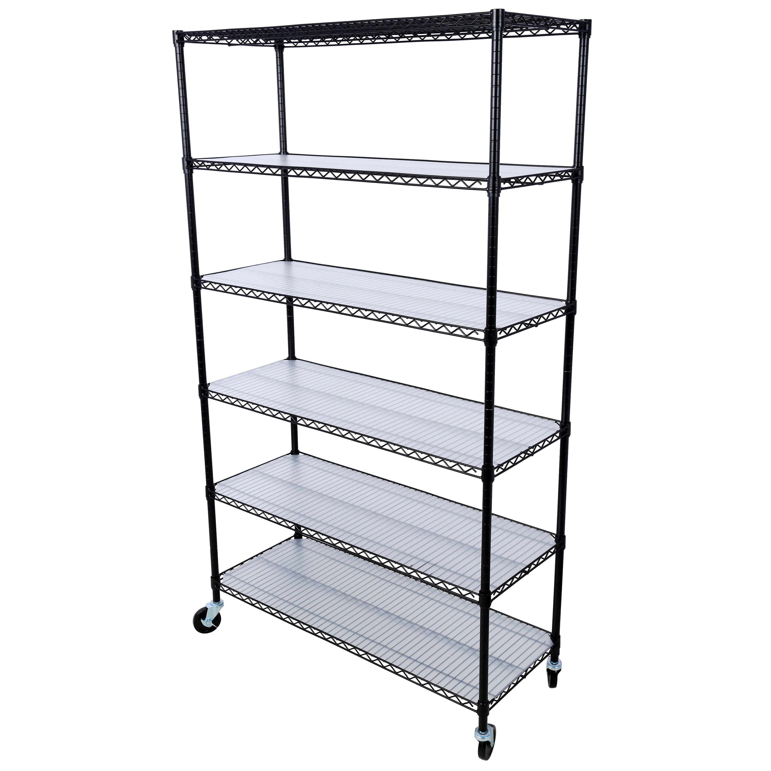 6 Tier 6000Lbs Capacity Nsf Metal Shelf Wire Shelving Unit, Heavy Duty Adjustable Storage Rack With Wheels & Shelf Liners For Commercial Grade Utility Steel Storage Rack