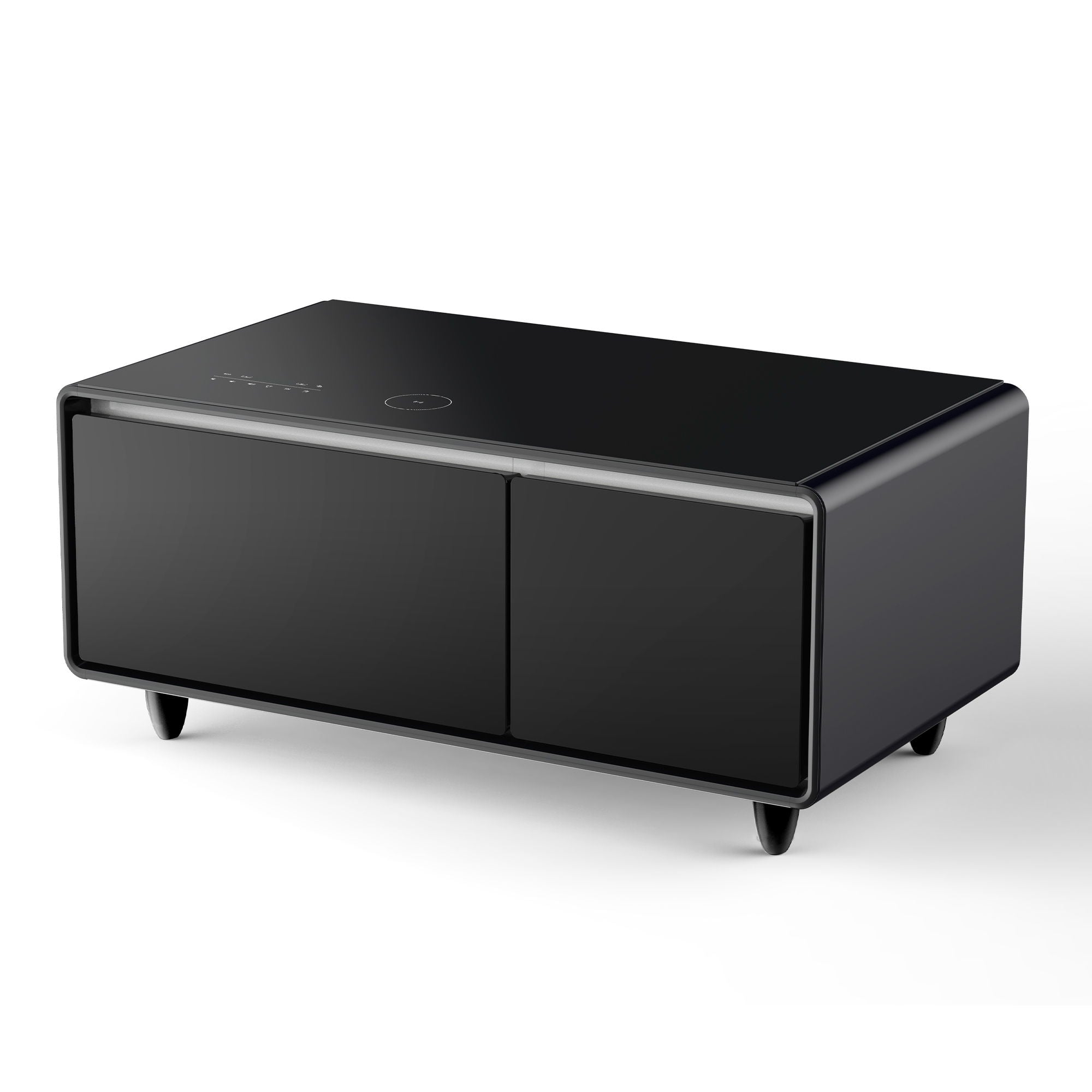 Modern Smart Coffee Table With Built-In Fridge - Bluetooth Speaker, Wireless Charging, Touch Control Panel, USB Interface, Outlet Protection, Atmosphere Light