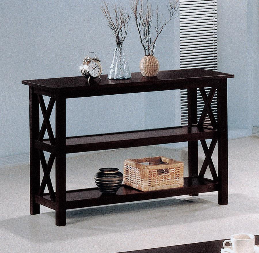Rachelle - 2-Shelf Wood Entryway Console Table - Deep Merlot by CoasterEssence | Bel Furniture