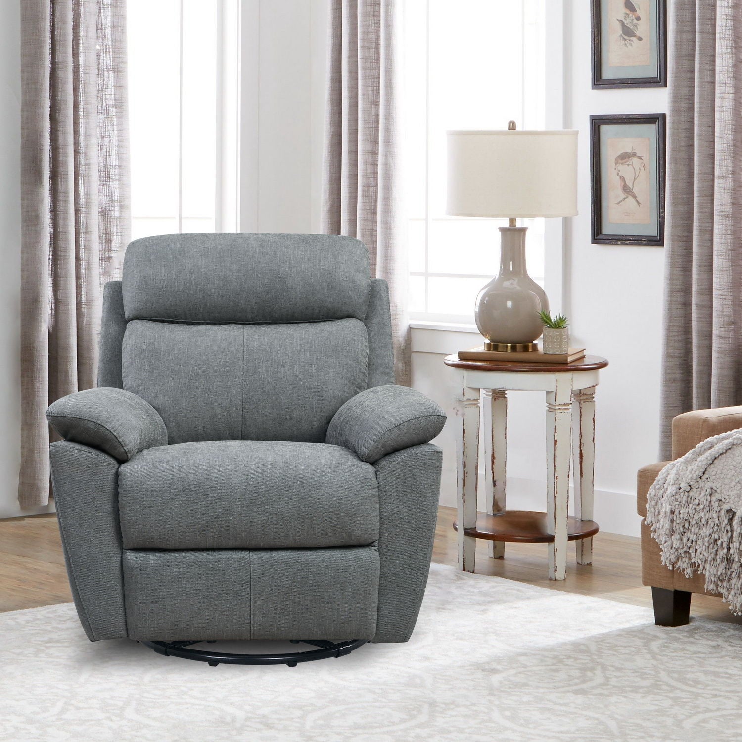 Fabric Power Recliner With Usb - Gray