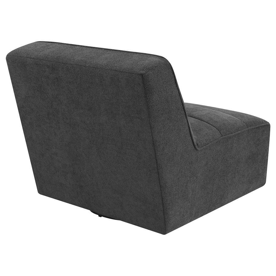 Cobie - Upholstered Armless Swivel Chair - Dark Charcoal