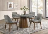 Franklin - 59" Round Dining Table - Gray And Dark Oak