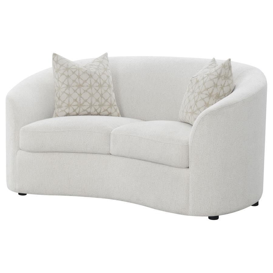 Rainn - Boucle Upholstered Sloped Arm Loveseat - Latte by CoasterEssence | Bel Furniture