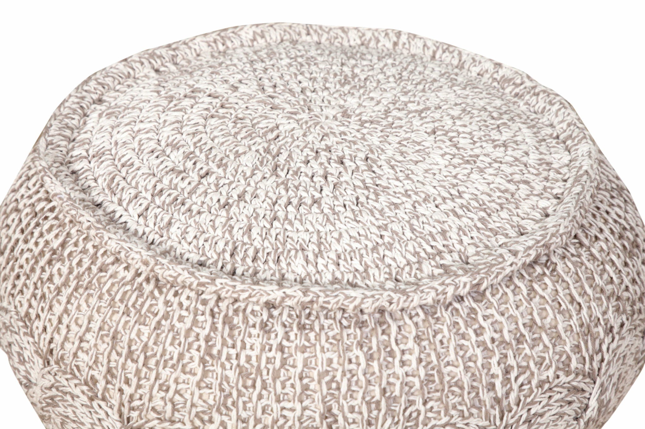 Cotton Ottoman Round - Beige