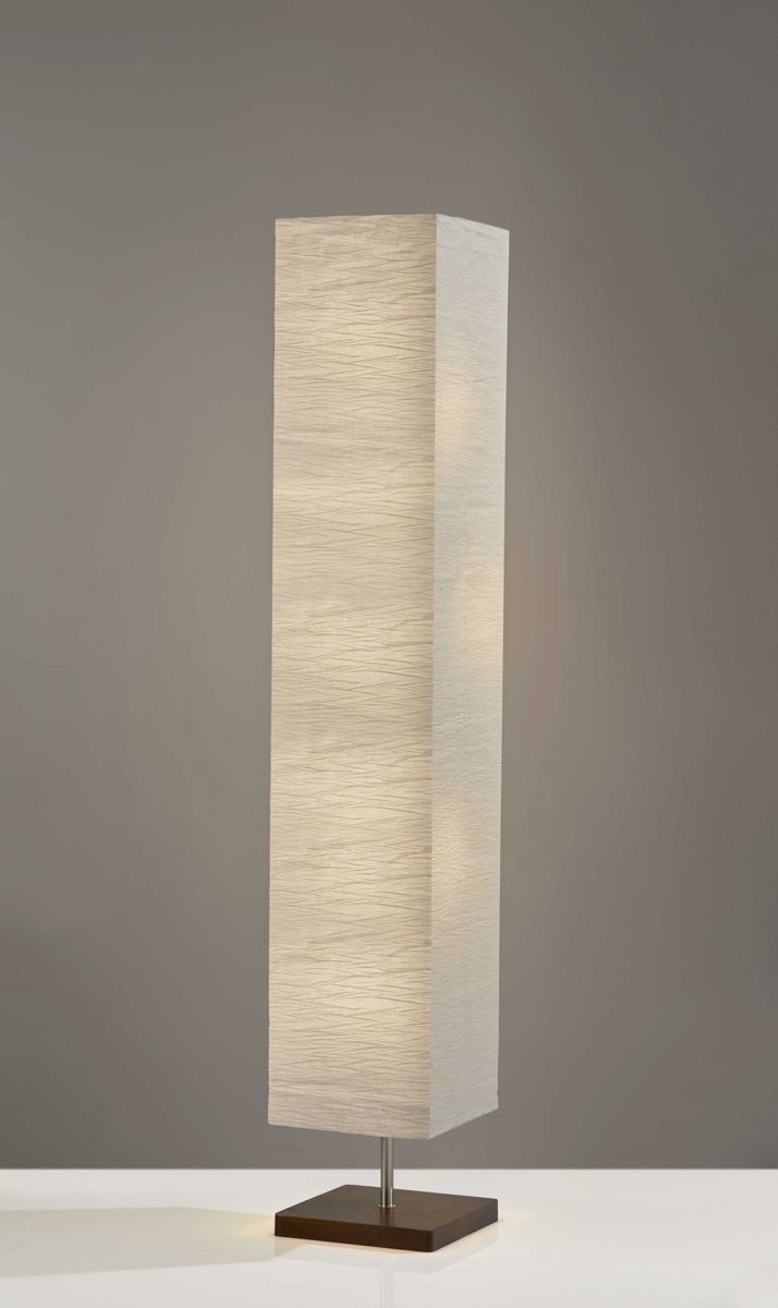 Two Light Column Floor Lamp With Rectangular Shade - White