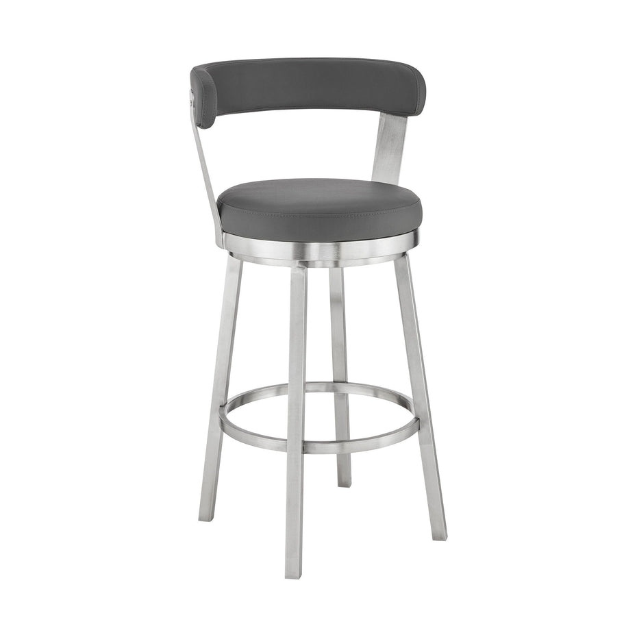 40" Swivel Backless Bar Height Bar Chair - Gray / Silver