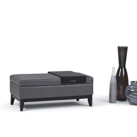 Oregon - Contemporary Storage Ottoman Bench With Tray - view 39