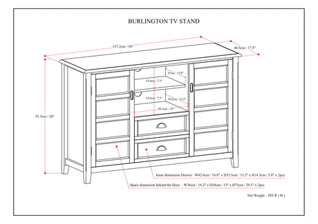 Burlington - Handcrafted Tall TV Media Stand by Simpli-Home | Bel Furniture