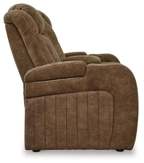 Wolfridge - 2 Pc. - Power Reclining Sofa, Power Reclining Loveseat With Console - Brindle - view 10