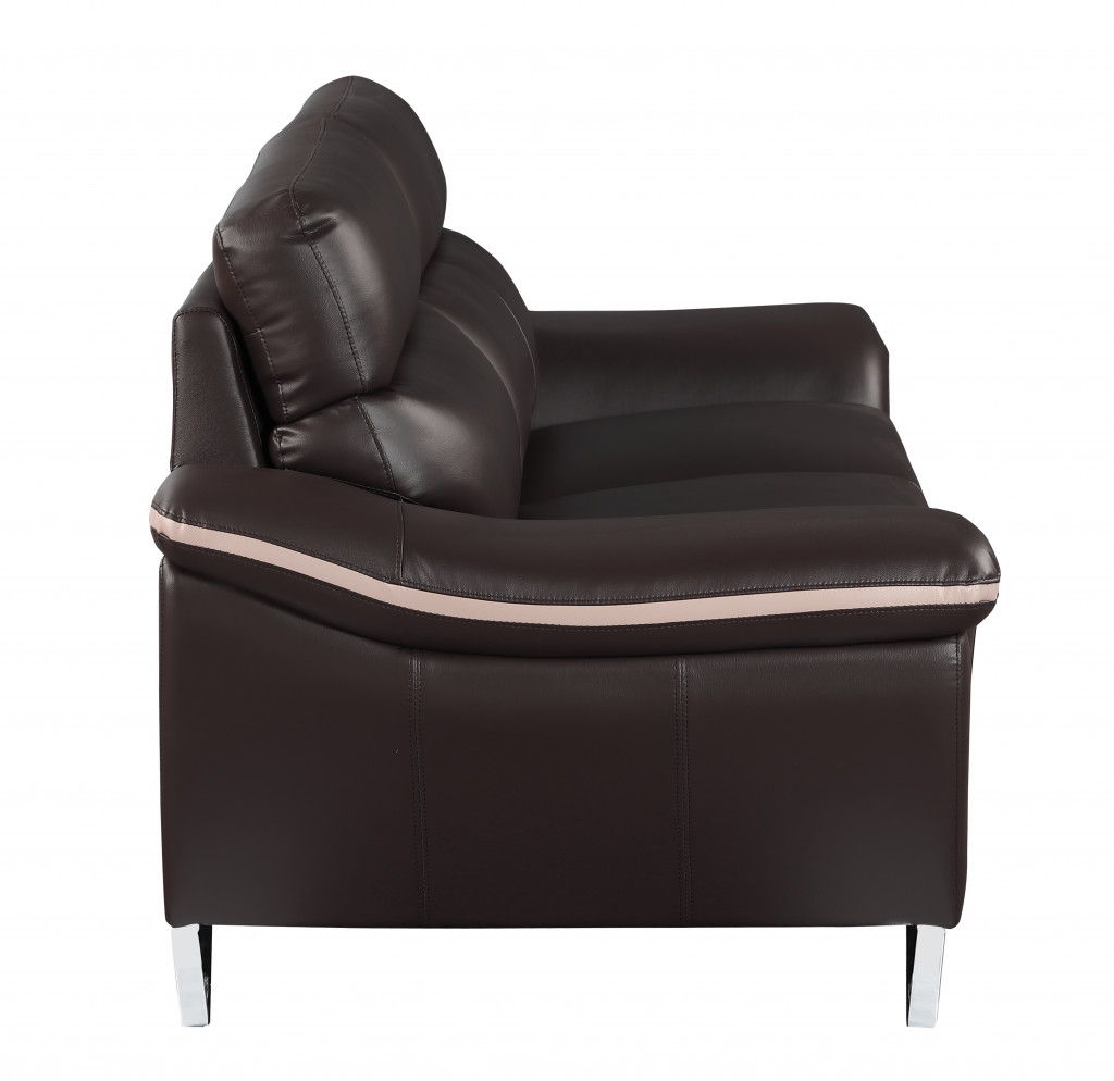 Love Seat Faux Leather - Silver / Brown