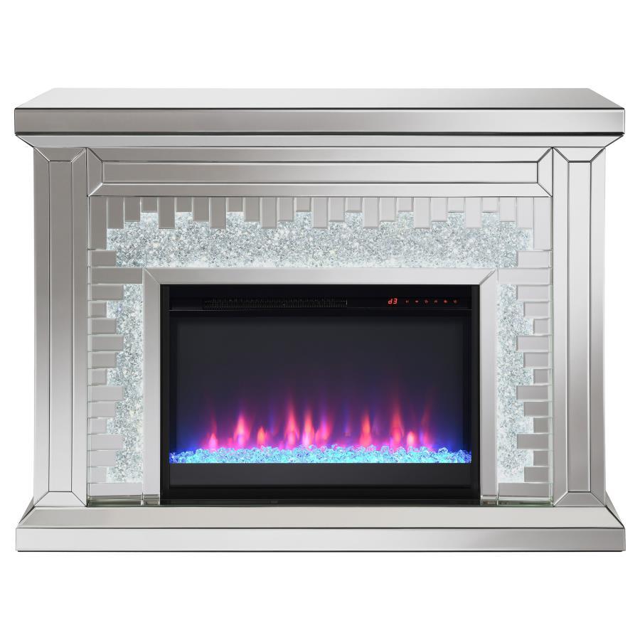 Gilmore - Mirrored Freestanding Electric Fireplace - Silver