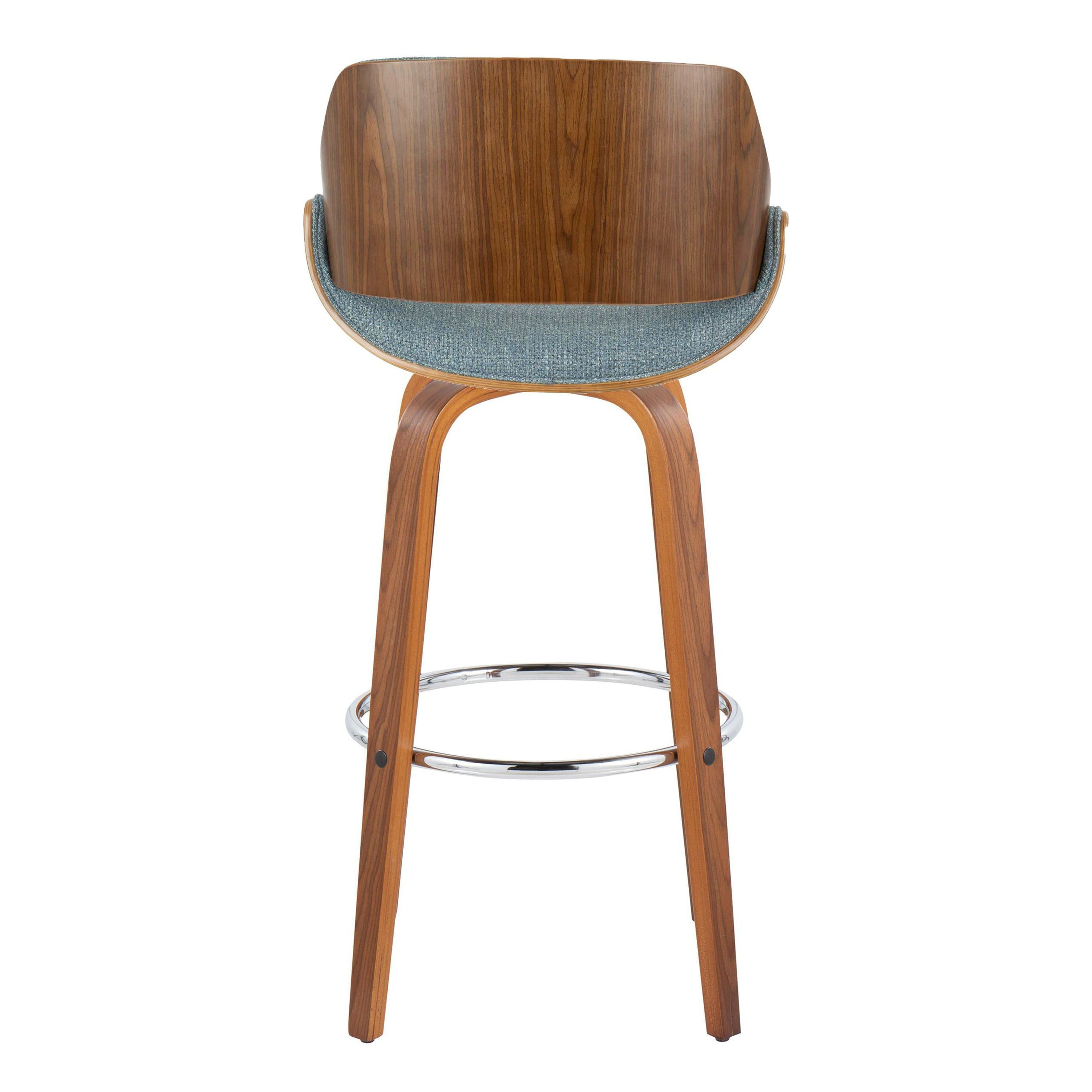 Fabrizzi - Mid Century Modern Fixed Height Barstool With Swivel With Round Footrest (Set of 2)