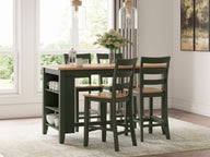 Gesthaven - Rectangular Dining Room Counter Set Green 5 Pc. Table, 4 Stools by Signature Design by Ashley® | Bel Furniture