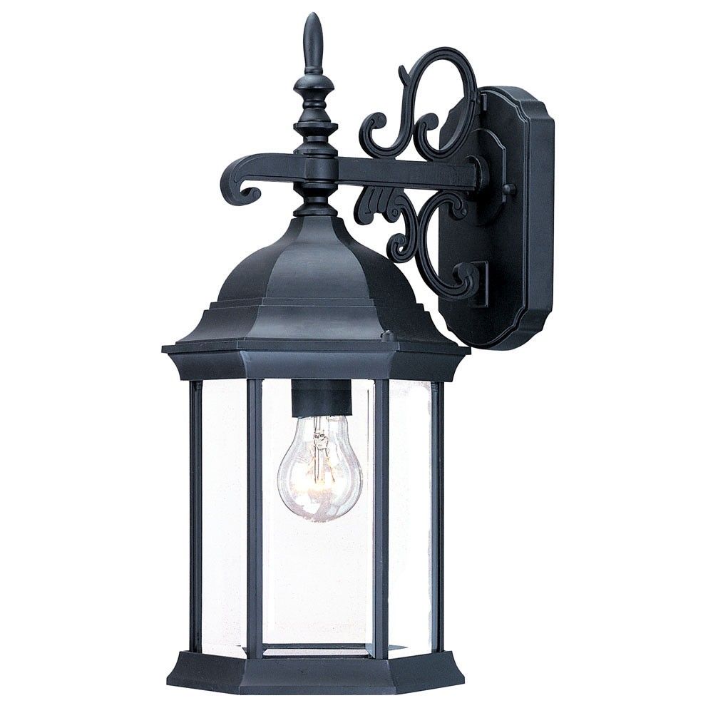 Narrow Domed Hanging Glass Lantern Wall Light - Matte Black