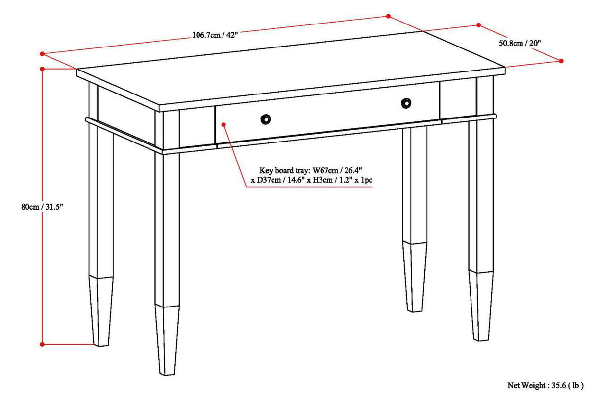 Carlton - Home Office Desk - Dark Tobacco Brown by Simpli-Home | Bel Furniture