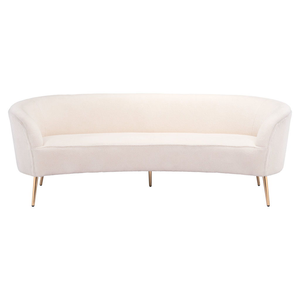 Polyester Sofa With Gold Legs - White