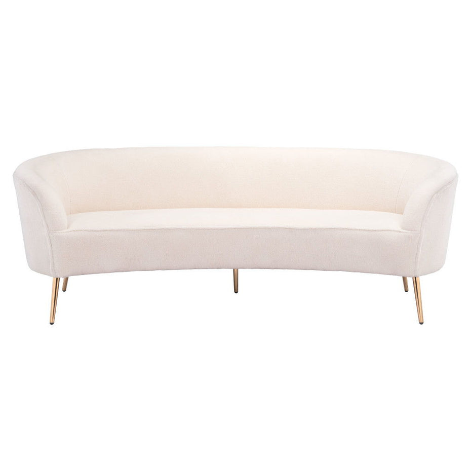 Polyester Sofa With Gold Legs - White