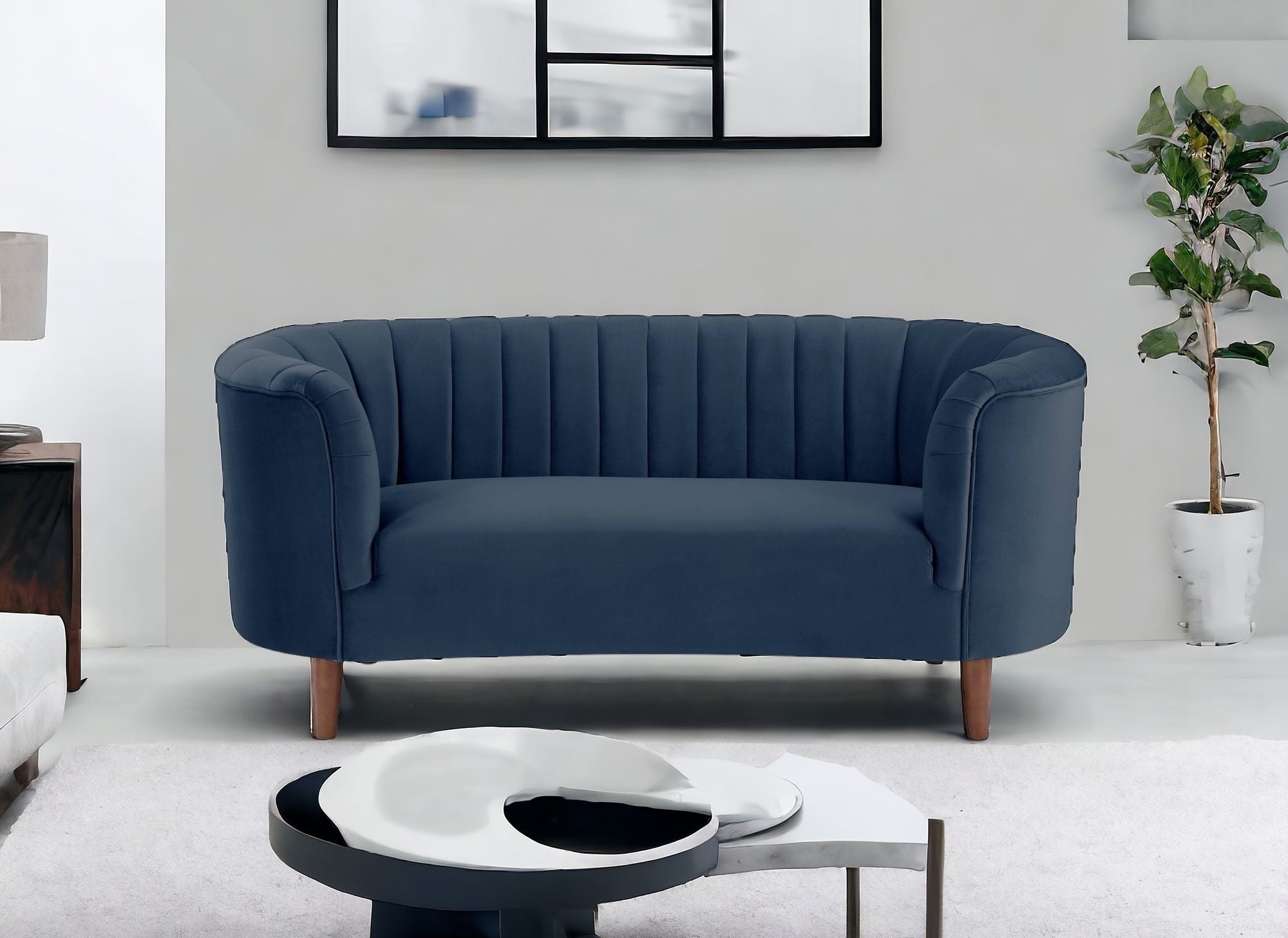 Velvet Loveseat - Blue / Brown