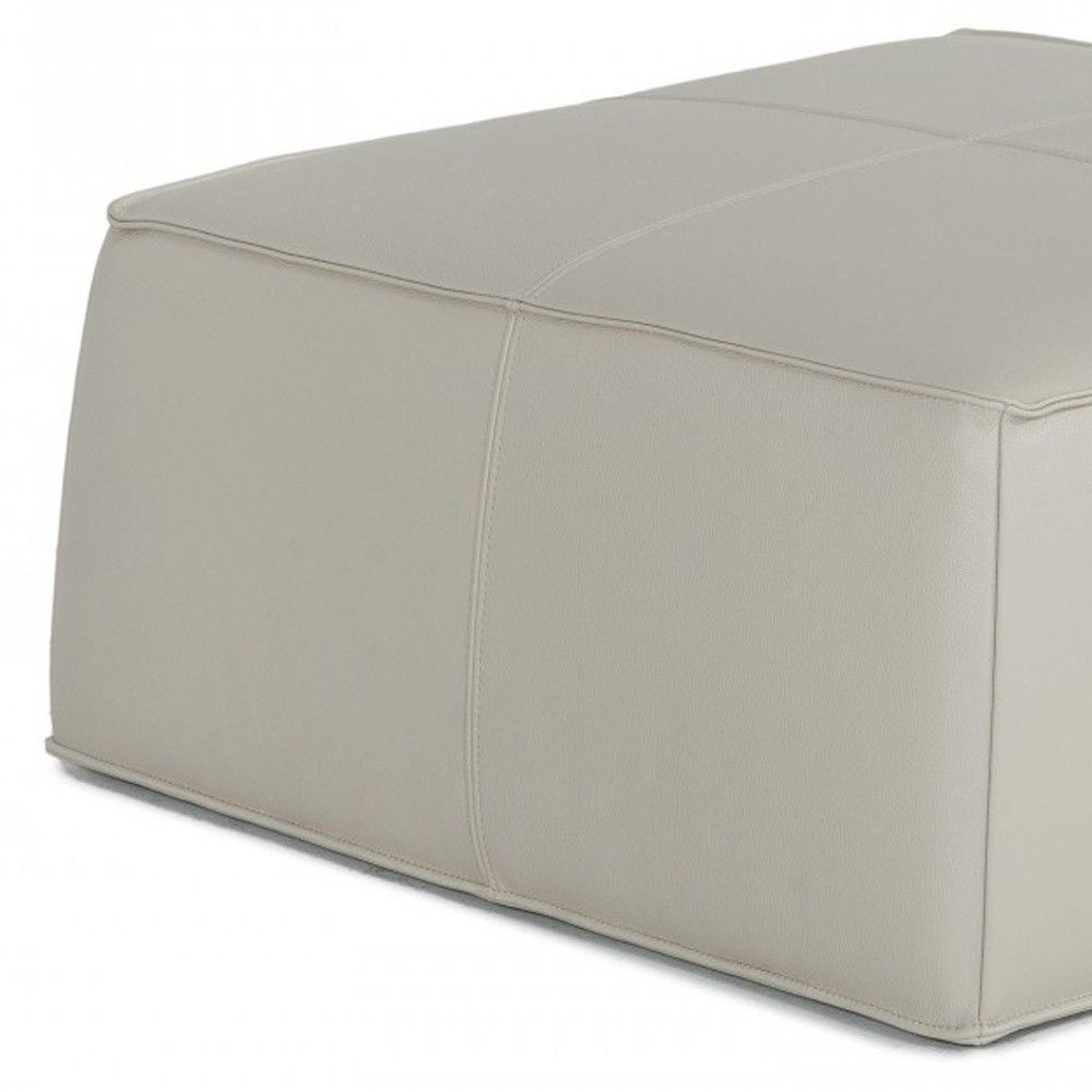 Faux Leather Cocktail Ottoman - Light Gray